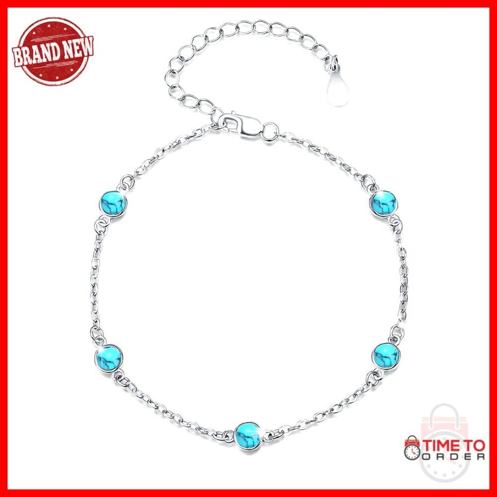 Sterling Silver Turquoise Bracelet Adjustable 925 Silver Jewelry Women